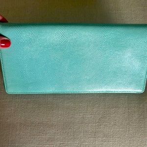 Halogen real leather clutch